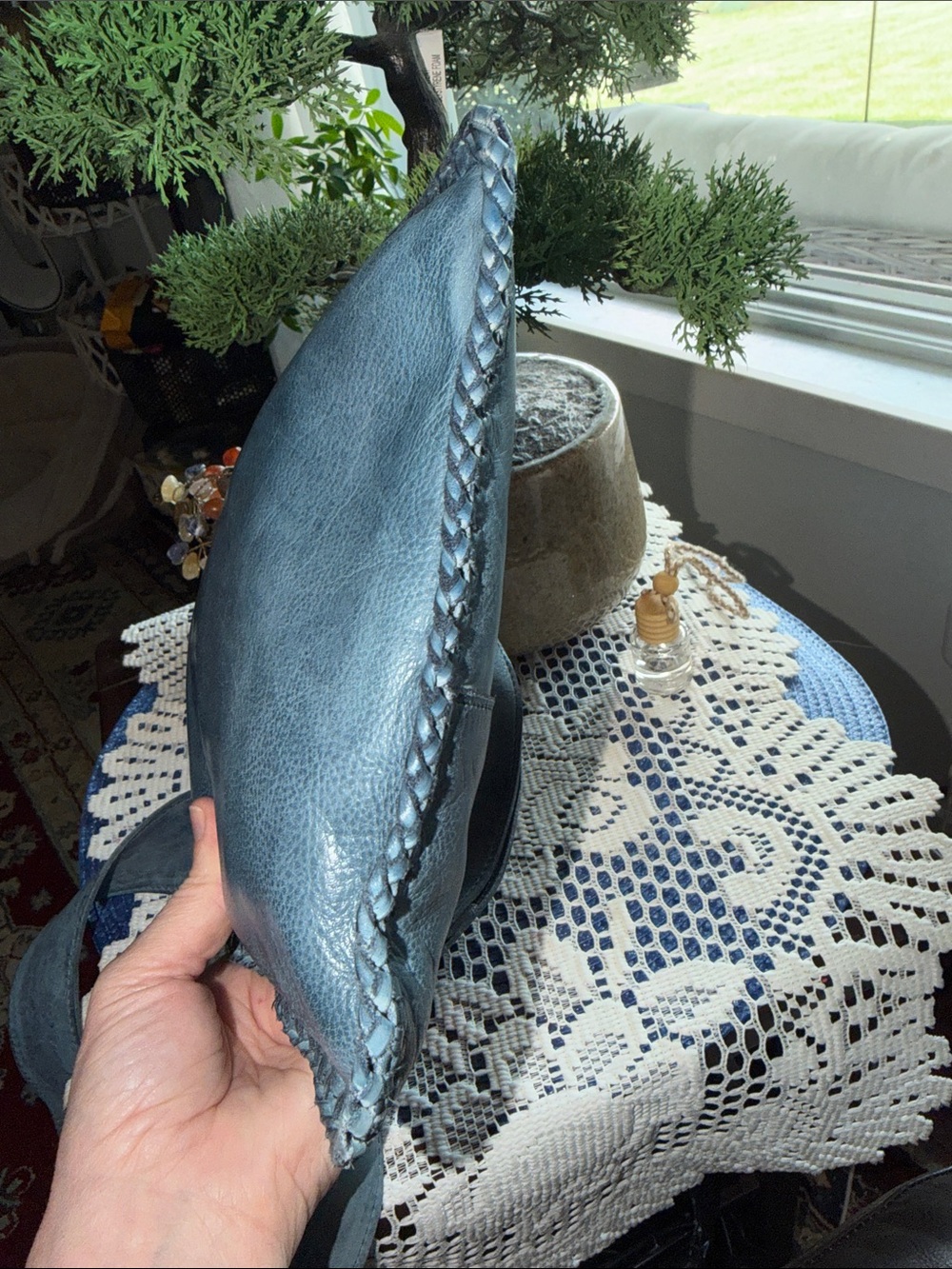 Latico Brynn Denim  Blue Leather Crossbody Bag - Picture 5 of 13